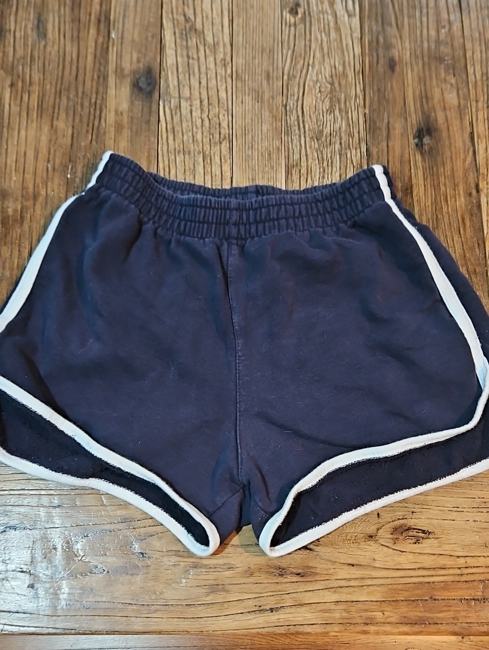 Brandy Melville Classic Navy Women's Athletic Shorts with White Trim TerryCotton